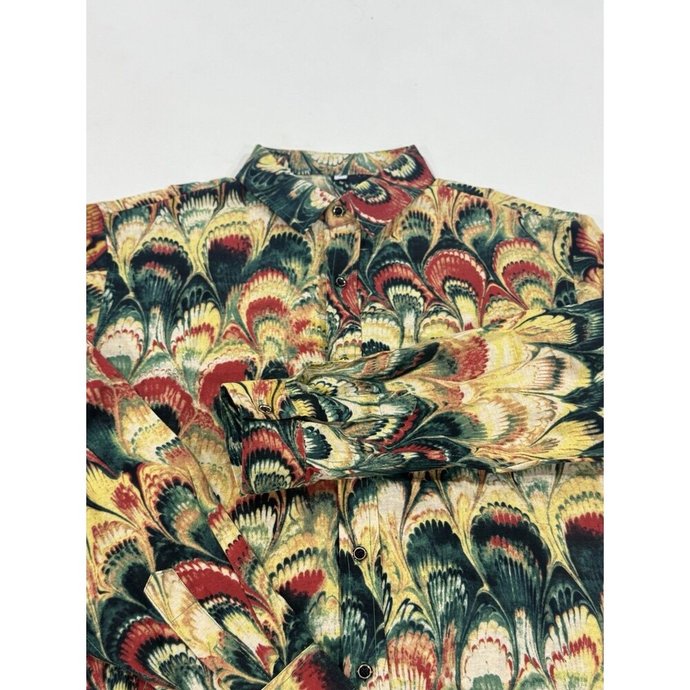 LUC MATTON Men’s Fashion Button-UpLong Sleeve Shirt Size M Bright Colorful